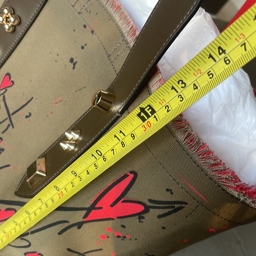 Christian louboutin khaki green graffiti signature frangibus tote shopper bag - Picture 11 of 11